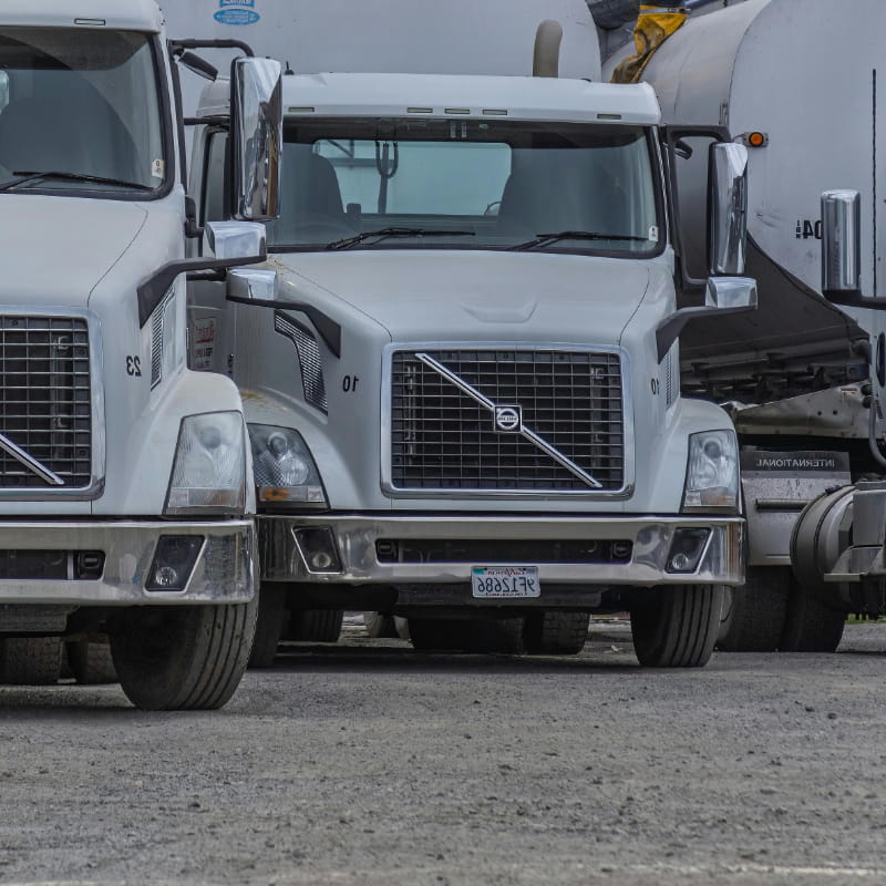Trucks in parking lot